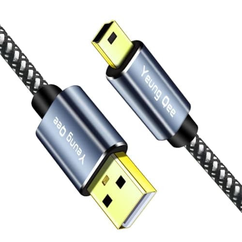 Image of Yeung Qee Mini USB Cable 0.5m, Braided USB 2.0 Type A to Mini B Cable Charging Cord Compatible with PS3 Controller, MP3/4 Player,PDA, Camera, Scanner and More Mini USB Devices (0.5M)