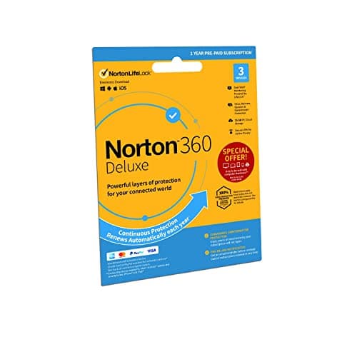 Image of Norton 360 Deluxe: Internet Security Software with VPN, 3 Devices, 12 Month Subscription