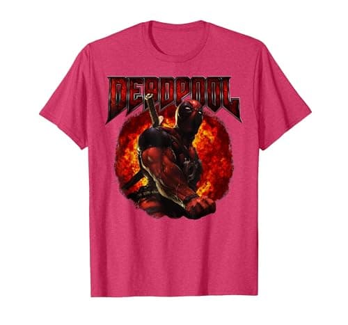 Image of Marvel Deadpool Ring of Fire T-Shirt, Men, Red Heather, XX-Large