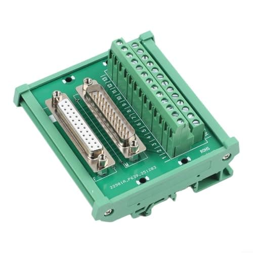 Image of DIN Rail Mount DB25 For Breakout Board Adapter, Male to Female D-Sub 25-Pin Terminal Block Module with Screw Terminals, FR4 PCB Industrial Wiring Interface for Conversion