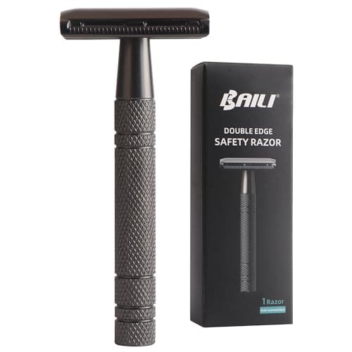 Image of BAILI Double Edge Safety Razor Reusable Stainless Wet Shaving for Men Women Beard Bikini Armpit Leg Hair Removal Matte Black BDB2D