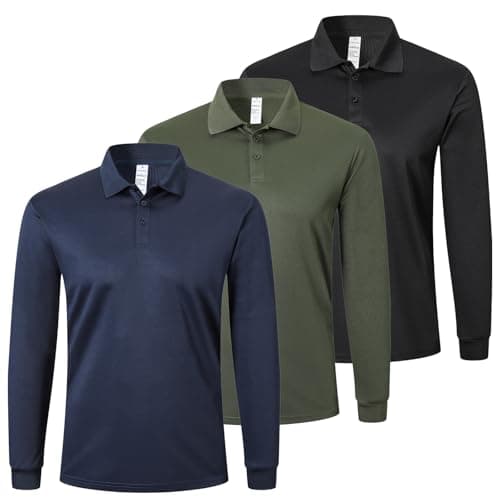 Image of ZENGVEE Mens Polo Shirts Long Sleeve 3 Pack Quick Dry Breathable Lightweight Golf Polo T Shirts Casual Sports Gym Tennis Tops（P8520-BNG-XL）