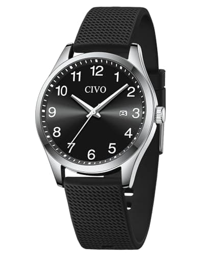 Image of CIVO Watches Men Black Sports: Analogue Quartz Minimalist Mens Watch - Waterproof Easy Read Silicone Gifts for Mens