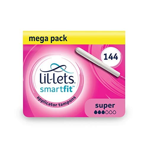 Image of Lil-Lets Cardboard Applicator Super Tampons X 144, (12 Packs of 12 Tampons), Medium to Heavy Flow, 3 Droplets, SmartFit Expanding Applicator Tampon, Fragrance Free