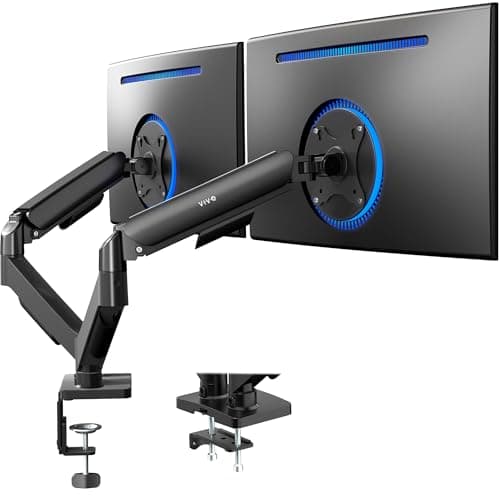 Image of VIVO Dual Arm Monitor Desk Mount Height Adjustable, Tilt, Swivel, Counterbalance Pneumatic Stand, VESA Bracket Arm Fits Most Screens up to 32 inches, Classic, STAND-V002O