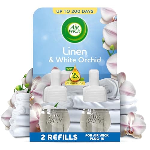 Image of Air Wick Linen & White Orchid Liquid Electrical Twin Refill 19ml, Lasts for up to 100 days per refill, Air Freshener