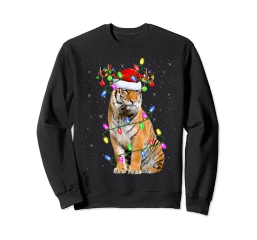 Image of Tiger Lover Xmas Lighting Santa Tiger Christmas Sweatshirt