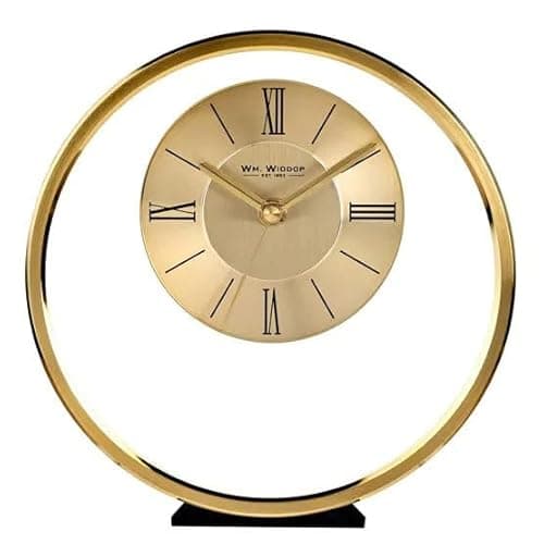 Image of WM.Widdop. Round Gold Mantel Clock - W2937G