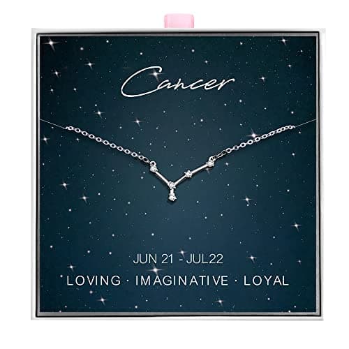 Image of ALoveSoul 925 Sterling Silver Constellation Horoscope Zodiac Cancer Necklace, Gift for Women Girls