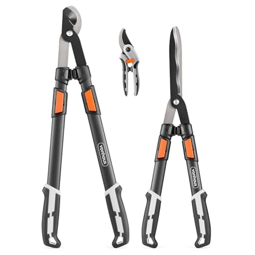 Image of VonHaus 3Pc Garden Shears Set – Tree Lopper, Hedge Shears, Garden Secateurs/Pruning Shears – Telescopic Extendable Handles – Soft Grip – Lightweight