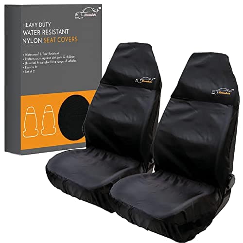 Image of Xtremeauto Car Seat Covers Front Pair - Coloured Top Car Seat Cover Set, Heavy Duty Universal Fitting Set Of 2 Car Seat Protectors, Water Resistant Easy Clean Seat Covers For Car (Black)