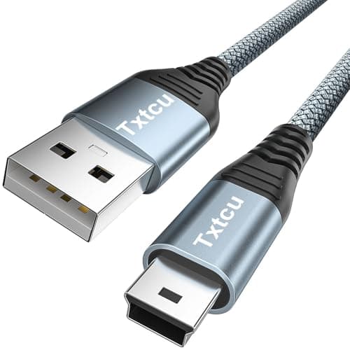 Image of Txtcu Mini USB Cable 5M, USB 2.0 Type A to Mini B Cable Support Data Sync and Charging Lead Compatible with Hero 4/3, PS3 Controller, Dash Cam, SatNav, GPS Receiver, PDAs, Camera