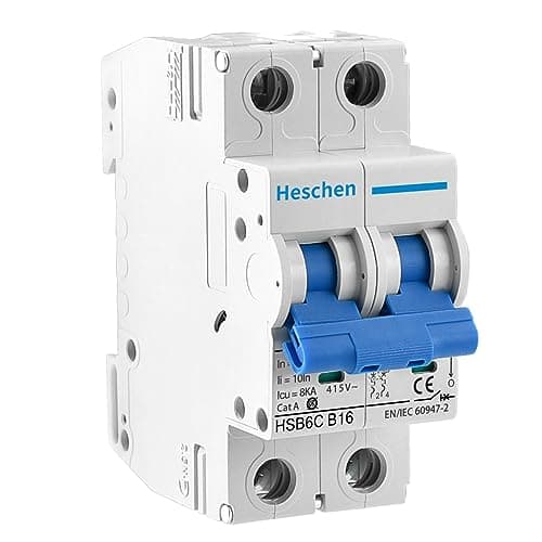 Image of Heschen Miniature Circuit Breaker HSB6C, 16Amp Current, 2 Pole, Type B, 6kA Breaking Capacity, DIN Rail Mounting