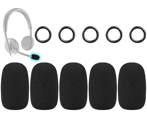 Image of SOULWIT 5Pcs Protective Microphone Foam Cover Pop Filter for Plantronics Audio/Blackwire/E-ncorepro/Rig/Voyager Series Headphones, Mic Cover WindScreen for Poly CS540/CS520/HW510/HW520 Headset - Black