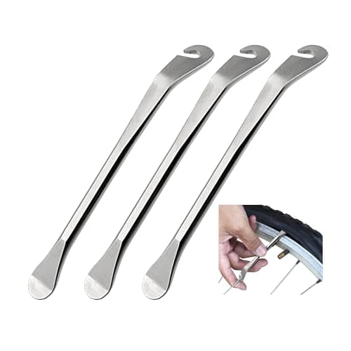 Image of 3 Pcs Bicycle Tire Levers - Stainless Steel Tyre Spoon Changing Tool for Road & Mountain Bike Tube Repair, Durable Bike Pry Bars with Hook, Essential Bicycle Repair Accessories