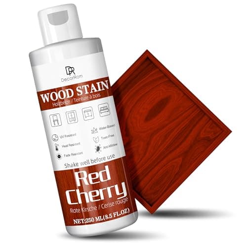 Image of Red Cherry Wood Stain, 250ml Water Based Wood Stain, Matte Wooden Dye Fast Curing for Indoor and Outdoor Wooden Furniture, Doors, Window, Paneling, Cabinets Low Odor Non-Toxic & Long Lasting