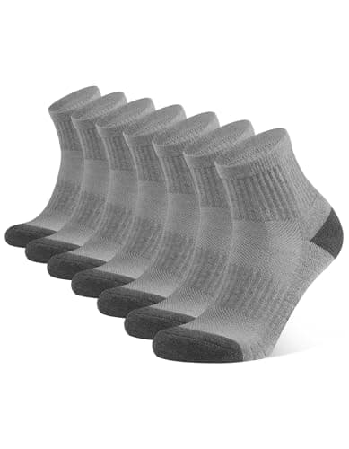 Image of CLOSEMATE 7 Pairs Athletic Ankle Trainer Socks Men Women Ladies with Thick Cushioned Sole, Running Quarter Socks for Men & Women(7 Dark Grey, Size L)