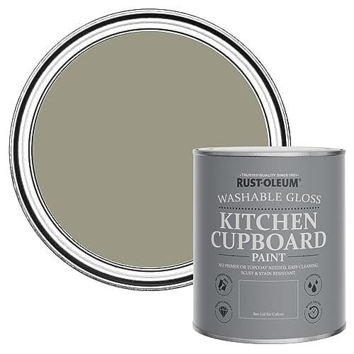 Image of Rust-Oleum Green Kitchen Cupboard Paint in Gloss Finish - Grounded 750ml
