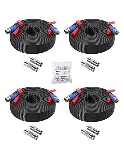 Image of ZOSI 4 Pack 100ft(30M) All-in-One Video Power Cables,BNC Extension Security Camera Cable for CCTV Surveillance Camera DVR System With 4 x BNC&RCA Connector