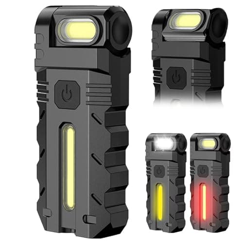 Image of 180° Rotating Head Led Work Light, Dual-Light Source Swivial LED Flashlight, Magnetic EDC Flat Flashlight, Pocket Flashlight with Clip, Rechargeable Waterproof Flashlight for Camping, Work, Repair