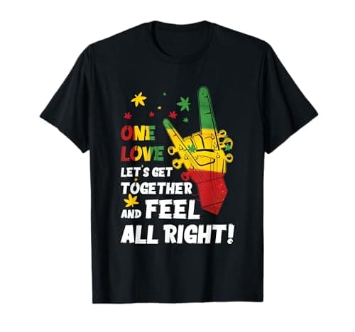 Image of Jamaica 1 Love Reggae Caribbean Together & Feel Alright T-Shirt