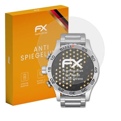 Image of atFoliX Screen Protector compatible with Nixon 51-30 Chrono Screen Protection Film, anti-reflective and shock-absorbing FX Protector Film (3X)