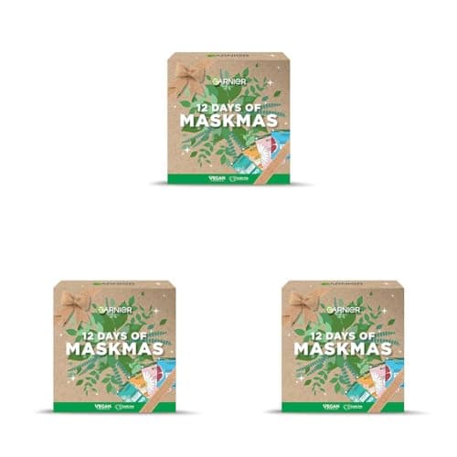 Image of Garnier Face & Eye Mask Gift Set, 12 Vegan Sheet Masks with Vitamin C, Hyaluronic Acid, Lavender, Pomegranate, & Green Tea, Approved by Cruelty Free International, Vegan (Pack of 3)