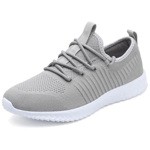 Image of VTASQ Mens Trainers Running Shoes Tennis Sports Training Walking Shoes Gym Athletic Fitness Fashion Sneakers Lightweight Breathable Outdoor Jogging Grey UK7
