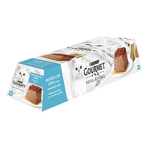 Image of Gourmet Purina Revelations Mousse with Sauce, Tuna Wet Cat Food, 6 Packs of 4 Pyramids 57g - 24