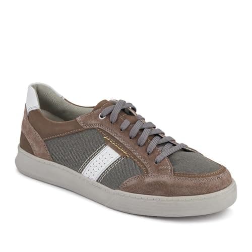 Image of Wide-Fit Leather Laced Trainers - Charcoal Size 10