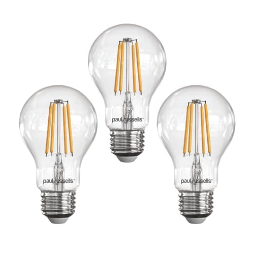 Image of paul russells LED Filament GLS – Dimmable Edison Screw Fittings E27 Light Bulbs, 12Watt 1521Lumens Classic A60 LED Bulbs, 100w Equivalent, 2700K Warm White Dimmer ES Energy Saving Lamps, 3 Pack