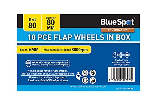 Image of Blue Spot Tools 19628 10 Piece 80 Grit 80MM Spindle Flap Wheels in Box