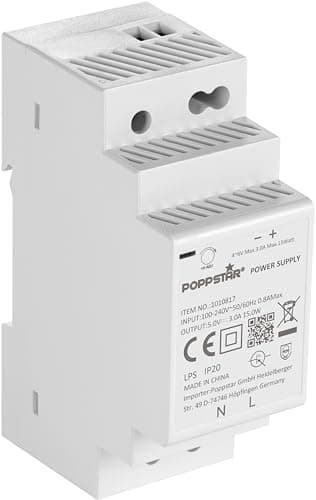 Image of Poppstar DIN rail power supply P-30-5- 5V 15W (Input 100-240 V AC 50/60 Hz, Output 5 V DC 3 A 15 W)