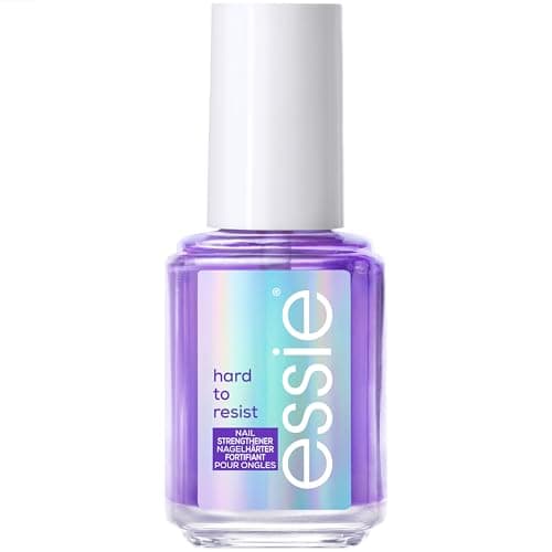 Image of essie Nail Care Hard To Resist Nail Strengthener, Protect and Repair, Hardening Nail Treatment For Damaged Nails, Purple Tint, Neutralise and Brighten 13.5 ml