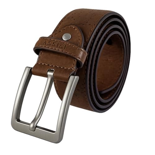 Image of Assisi Style - Brown Vegan Belt for Men | Cork Belt 38mm Width | Vegan Gift Idea | Faux Leather Belts (34-36" waist)