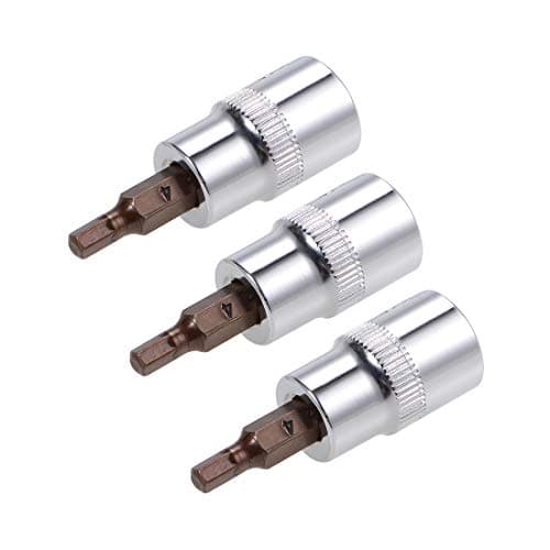 Image of sourcing map 3pcs 3/8" Drive x H4 (4mm) Hex Bit Socket, S2 Steel Bits CR-V Sockets 38mm Length Use with Ratchet Wrench, Slide Bar, Extension Rod