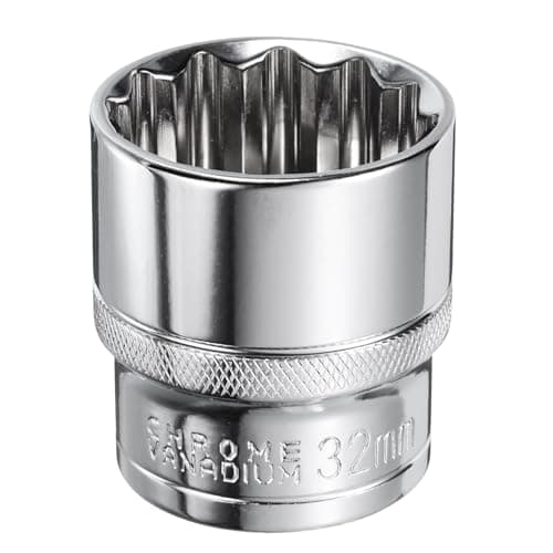 Image of sourcing map 12-Point Socket 1/2" Drive 32mm Deep 45# Steel Metric Shallow Drive Sockets Polishing Chromed Square Sockets Mechanic Hand Tool for Car Repair Mechanical Maintenance Home Use