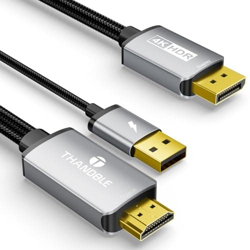 Image of THANDBLE Active HDMI to DisplayPort Cable 3M/10FT, 4K 60Hz 1080p 120Hz, Unidirectional HDMI Source to DP Monitor Display Port Cable Compatible for PC, Laptop, Computer, NVIDIA, AMD, PS5/4, Xbox