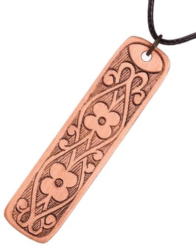 Image of DEMMEX - Hand-Engraved 2mm Thick Solid Copper Pendant Necklace for Men & Women - Pure Matte Copper, Crafted by Artisans in Turkey - Carry Art, Tradition & Style in Every Piece - 8x2cm