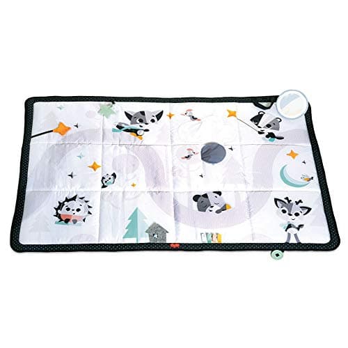 Image of Tiny Love Black & White Super Mat, Baby Play Mat, Foldable Extra Large (150 x 100cm), 0+ Months, 8 Activities, High-Contrast Soft Mat, Tummy Time Mirror, Teether, Magical Tales