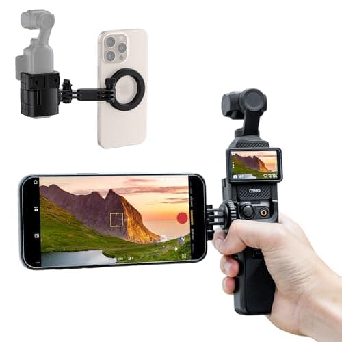 Image of JJC Magnetic Osmo Pocket 3 4 Phone Mount Holder,Magnetic Cellphone Mount Expansion Adapter for DJI Osmo Pocket 3 4,Pocket4 Pocket3 Cage Adapter Magnet Mobile Phone Holder with Cold Shoe for Vlogging