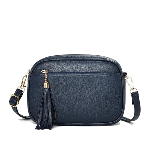 Image of FULEI Tassel Crossbody Bag for Women Small Handbag Ladies Handbags Shoulder Bags with Zip Pockets Navy Blue