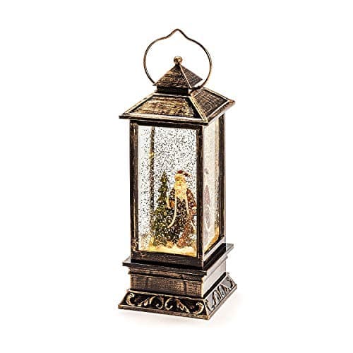 Image of Konstsmide Christmas Decorations LED Snow Globe Lantern Santa Scene, Water Filled/Water Spinner/Indoor Use (IP20)/Battery Operated 3xC 1.5V (excl.) / Lantern 1 Warm White Diode