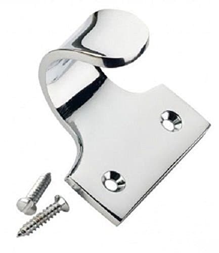 Image of Solid Sash Window Finger Lift Pull Slide Handle 50mm + Screws (Polished Chrome)