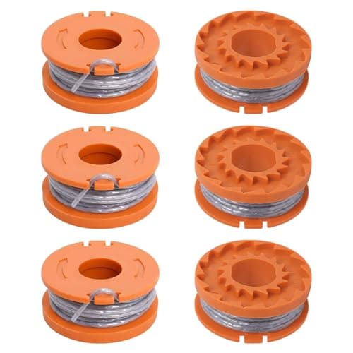Image of JAMSSOW 6 Pcs Strimmer Spool Compatible with Mac Allister MGTP18Li / Qualcast/Worx/Spear & Jackson Lawnmower, 1.65mm 10ft Autofeed WX150 Replacement Spool and Line(6 Spool)