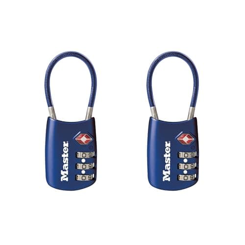 Image of Master Lock Blue Set Your Own Combination TSA Approved Luggage Lock, Travel Zipper Padlock is Perfect for Suitcases, Bags, or Backpacks, 2 pk, 4688BLUEC2