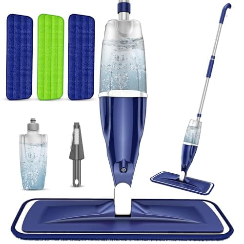 Image of Spray Mops for Cleaning Floors - EXEGO Microfibre Floor Mops with 3 Reusable Washable Pads 1 Refillable Bottle - Dry Dust Mop for Laminate Tile Wood Hardwood Vinyl - Home Commercial Mop