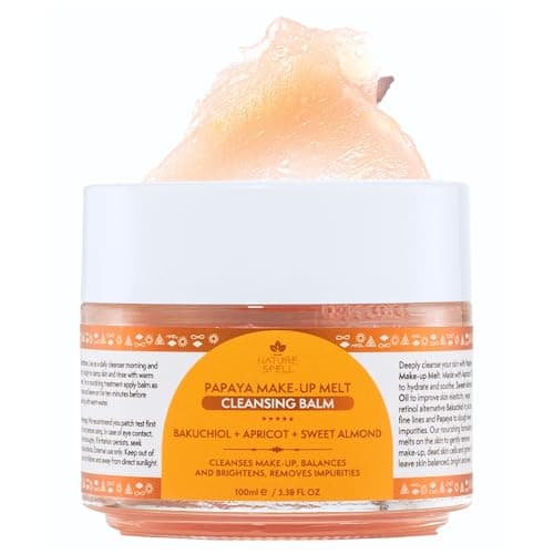 Image of Nature Spell Papaya Cleansing Balm, Gently Removes Makeup & Hydrates Skin, Infused with Bakuchiol & Apricot, Vegan, 100ml
