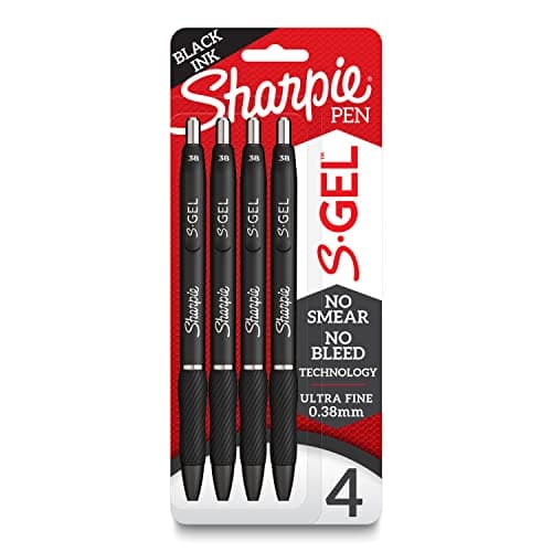 Image of Sharpie S-Gel, Gel Pens, Ultra Fine Point (0.38mm), Black, 4 Count