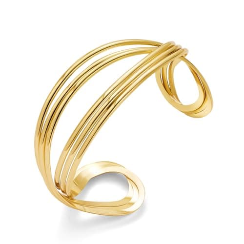 Image of ENSKEFEN Adjustable Gold Hollow Cuff Bracelets for Women Multi-layer Cuffs Open Bangle Bracelet Minimalist Stackable Wrist Arm Cuff Bracelets